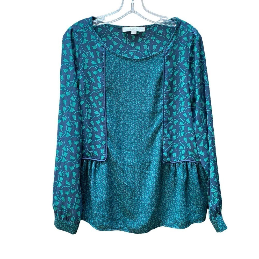 Loft Floral Mixed Print Loose Relaxed Blouse Women’s Sz MP Petite